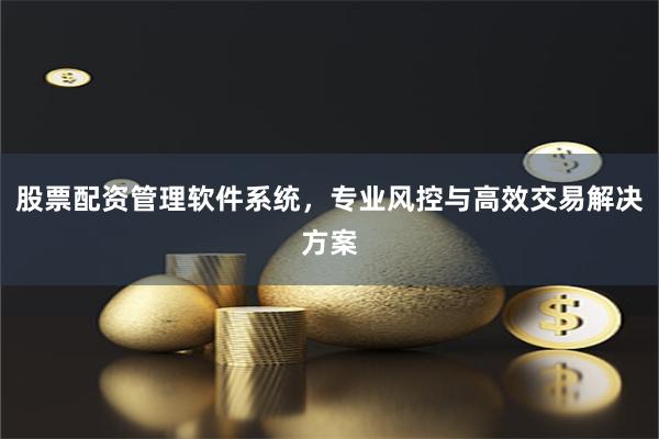 股票配资管理软件系统，专业风控与高效交易解决方案